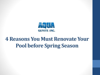 4 Reasons You Must Renovate Your Pool before Spring Season