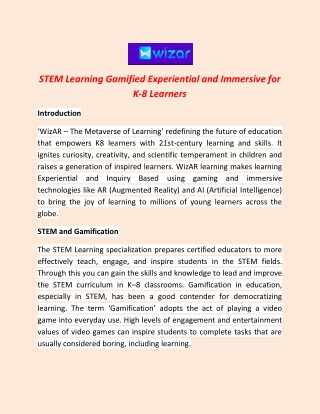 STEM Learning Gamified Experiential and Immersive for K-8 Learners