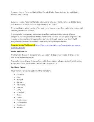 Customer Success Platforms Market Trends, Market Share, Industry Size, Growth, and Market Forecast 2021 to 2028