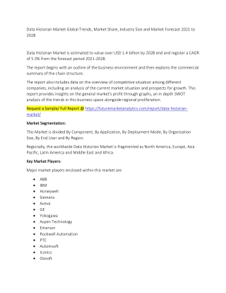 Data Historian Market Trends, Market Share, Industry Size, Growth, and Market Forecast 2021 to 2028