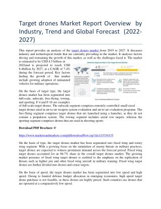 Target Drones Market Witness the Growth of $6.4 Billion by 2027