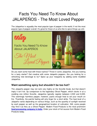 Facts You Need To Know About JALAPEÑOS - The Most Loved Pepper
