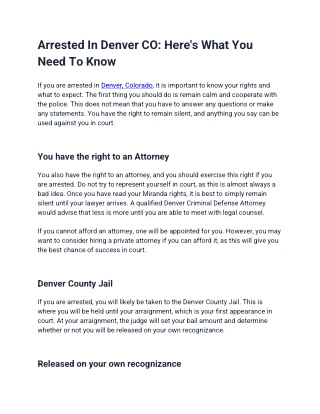 Arrested In Denver CO Here's What You Need To Know