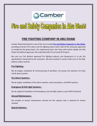 Fire and Safety Companies in Abu Dhabi