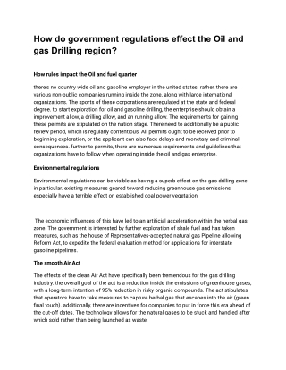How do government regulations effect the Oil and gas Drilling region_
