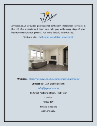 Bathroom Installation Services Uk  Jayexecs.co.uk