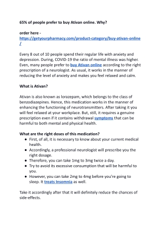 65% of people prefer to buy Ativan online. Why_.docx
