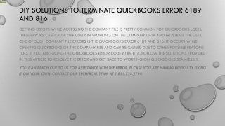 Simple method to resolve QuickBooks Error 6189 and 816