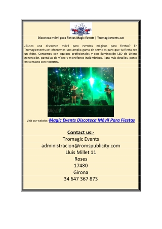 Discoteca móvil para fiestas Magic Events | Tromagicevents.cat