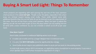 Buying A Smart Led Light Things To Remember