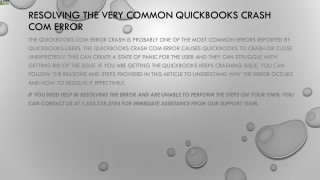 A quick guide to resolve QuickBooks Crash Com Error