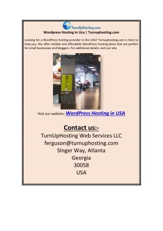 Wordpress Hosting In Usa | Turnuphosting.com