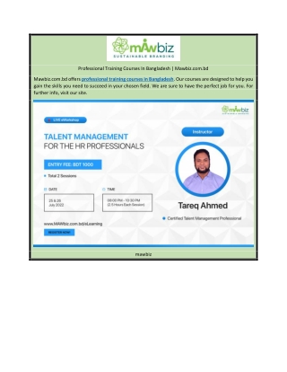 Professional Training Courses In Bangladesh | Mawbiz.com.bd