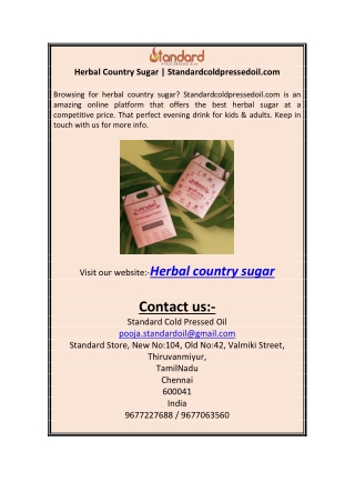 Herbal Country Sugar | Standardcoldpressedoil.com