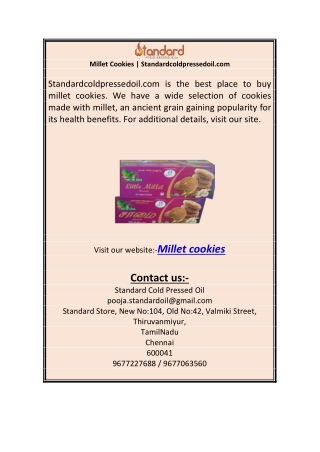 Millet Cookies | Standardcoldpressedoil.com