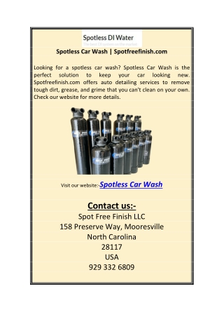 Spotless Car Wash | Spotfreefinish.com
