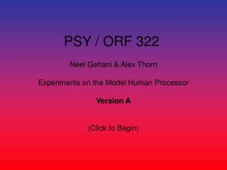 PSY / ORF 322