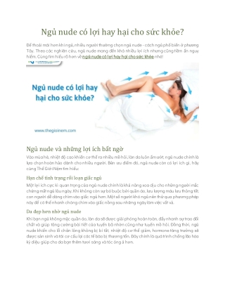 Ngủ nude có lợi hay hại cho sức khỏe