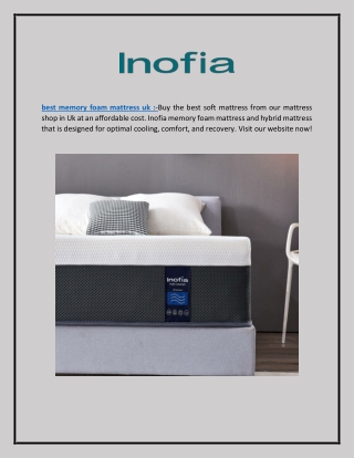 Best Memory Foam Mattress in Uk  Inofia.co.uk