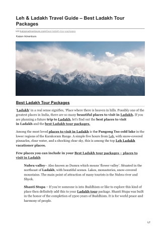 Leh and Ladakh Travel Guide  Best Ladakh Tour Packages