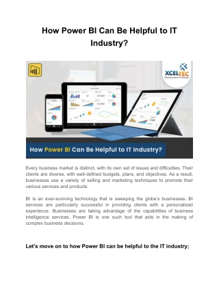 How Power BI Can Be Helpful to IT Industry
