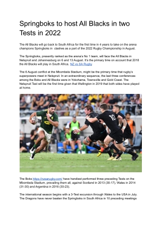 Rugby All Blacks vs Springboks online tv