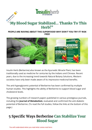 My Blood Sugar Stabilized… Thanks To This Herb!