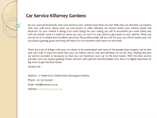 Car Service Killarney Gardens