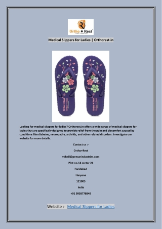 Medical Slippers for Ladies | Orthorest.in