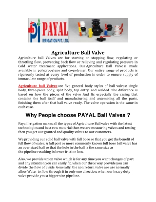 Payal Agriculture Ball Valve