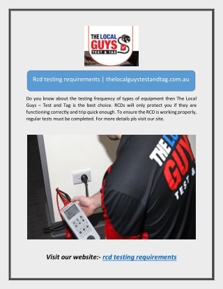 Rcd testing requirements | thelocalguystestandtag.com.au