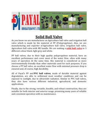 Solid Ball Valve