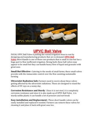 UPVC Ball Valve