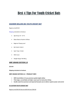 Best 4 Tips For Youth Cricket Bats