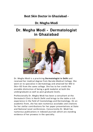 Best Skin Doctor in Ghaziabad - Dr. Megha Modi