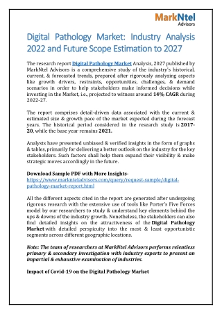 Digital Pathology Market to grow at 14% CAGR by 2027 | MarkNtel Advisors