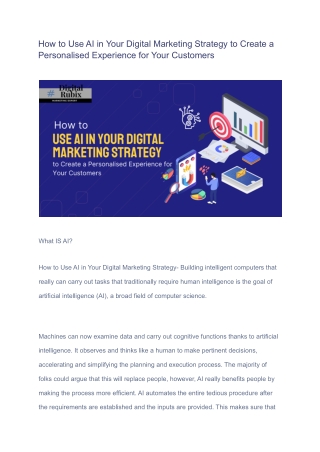 How to Use AI in Your Digital Marketing Strategy to Create a Personalised Experience for Your Customers