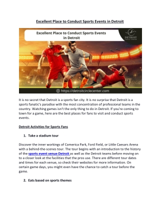 Excellent Place to Conduct Sports Events in Detroit