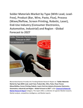 Solder Materials Market,Global Forecast to 2027