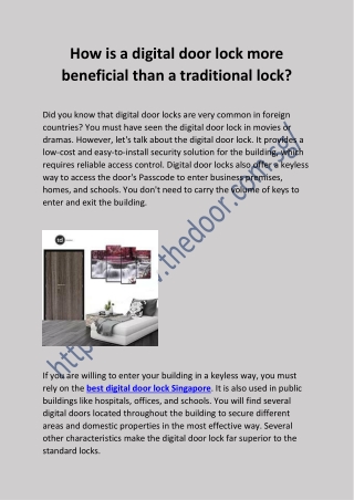 How is a Digital Door Lock More Beneficial than a Traditional Lock?