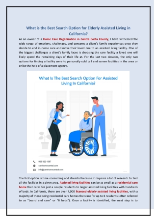What is the Best Search Option for Elderly Assisted Living in California