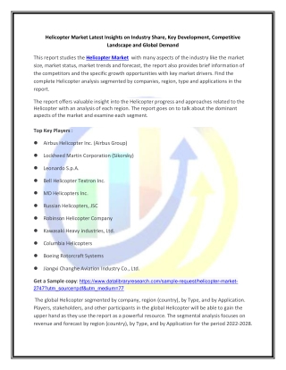 Global Helicopter Market Opportunities and Forecast 2020-2027