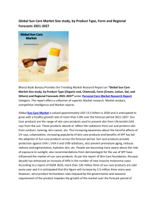 Global Sun Care Market Research Report 2021-2027