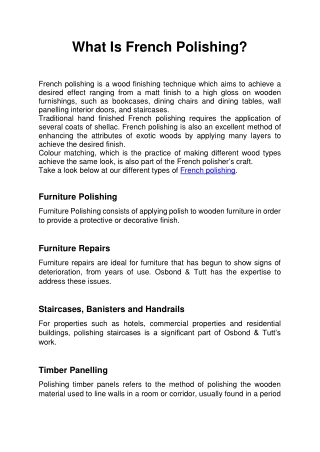 What Is French Polishing-osbond and tutt
