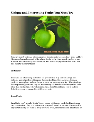 Unique and Interesting Fruits You Must Try