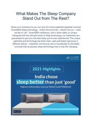 What Makes The Sleep Company  Stand Out from The Rest?