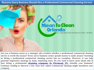 Reasons Every Business Should Hire a Professional Commercial Cleaning Service