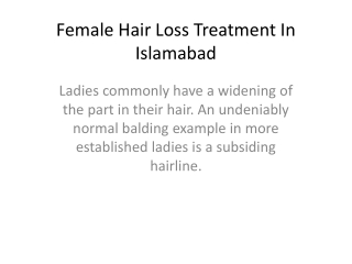 Female Hair Loss Treatment In Islamabad