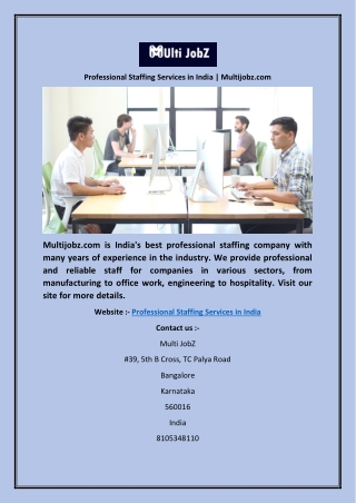 Professional Staffing Services in India | Multijobz.com
