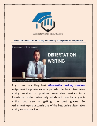 Best Dissertation Writing Services | Assignment Helpmate